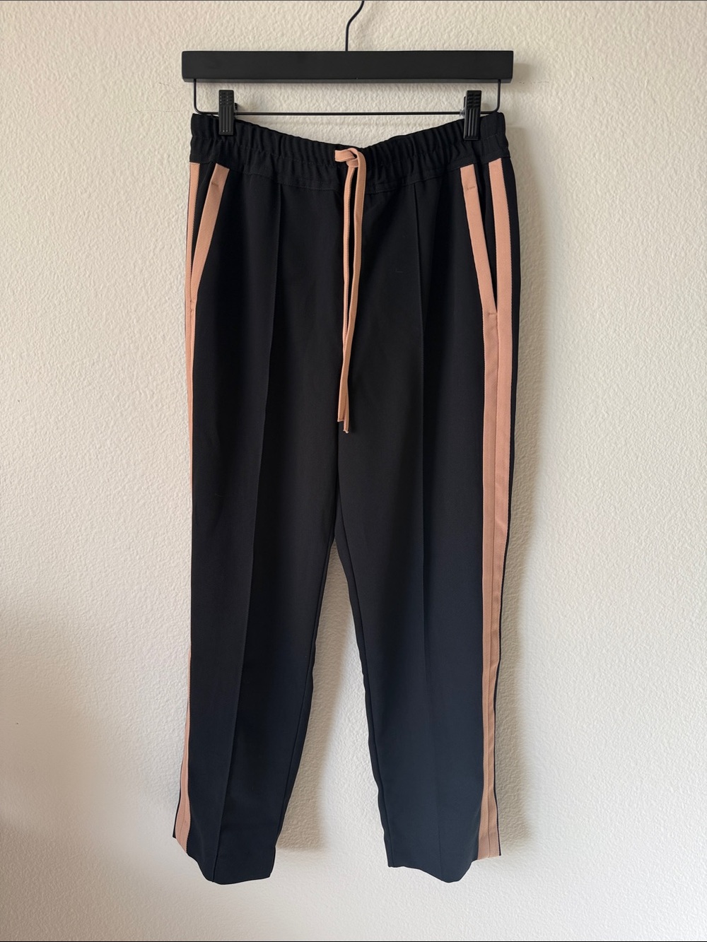 Reiss Black Joggers with Side Stripes Sporty Sz 6